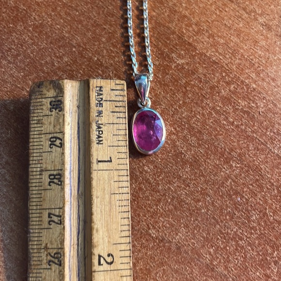 Ruby Pendant in Sterling Silver Setting on 16” SS Chain - Picture 5 of 5